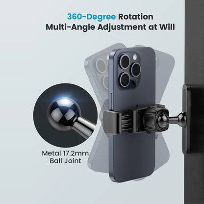 Gym Magnetic Cellphone Mount - 360-Degree Adjustable Mobile Holder with Ball Joint, Attaches to Metal Surfaces, Fitness Equipment Accessory for HIIT Timers & Android Workout Recording