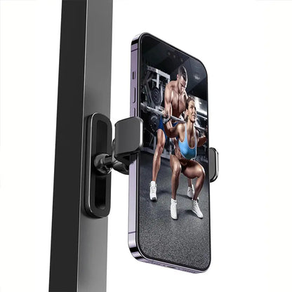 Gym Magnetic Cellphone Mount - 360-Degree Adjustable Mobile Holder with Ball Joint, Attaches to Metal Surfaces, Fitness Equipment Accessory for HIIT Timers & Android Workout Recording