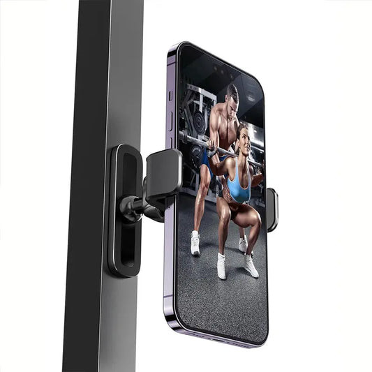 Gym Magnetic Cellphone Mount - 360-Degree Adjustable Mobile Holder with Ball Joint, Attaches to Metal Surfaces, Fitness Equipment Accessory for HIIT Timers & Android Workout Recording