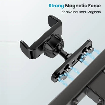 Gym Magnetic Cellphone Mount - 360-Degree Adjustable Mobile Holder with Ball Joint, Attaches to Metal Surfaces, Fitness Equipment Accessory for HIIT Timers & Android Workout Recording
